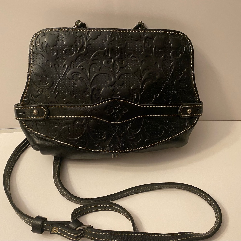 Patricia Nash Black Embossed Crossbody Bag